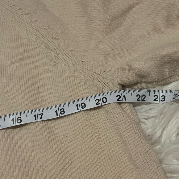 Ann Taylor LOFT Cream Ribbed Turtleneck Sweater Wool Cashmere Blend XL - Picture 2 of 5